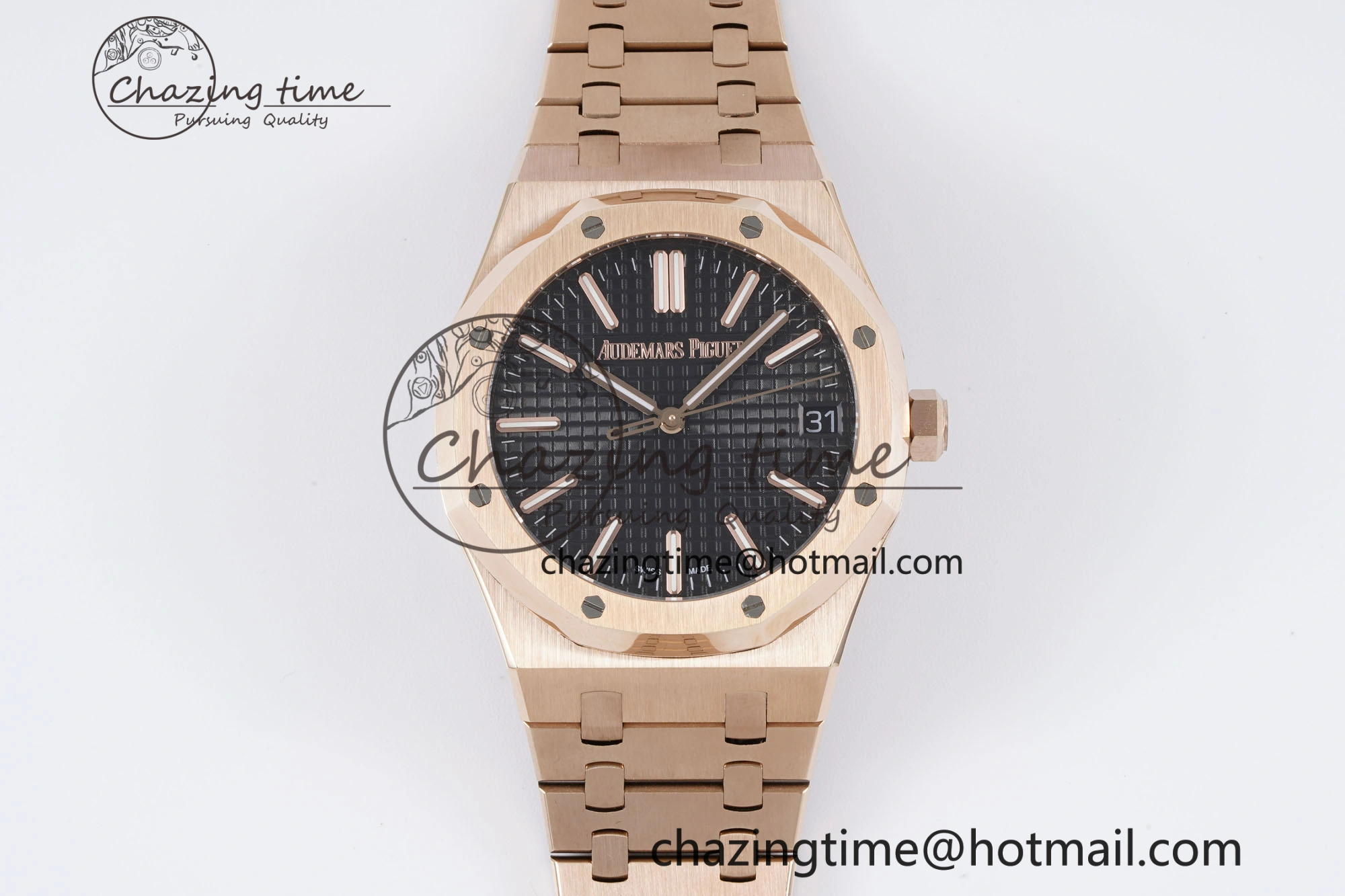 Royal Oak 41mm 15500 RG BF 1:1 Best Edition Black Textured Dial on SS Bracelet A4302