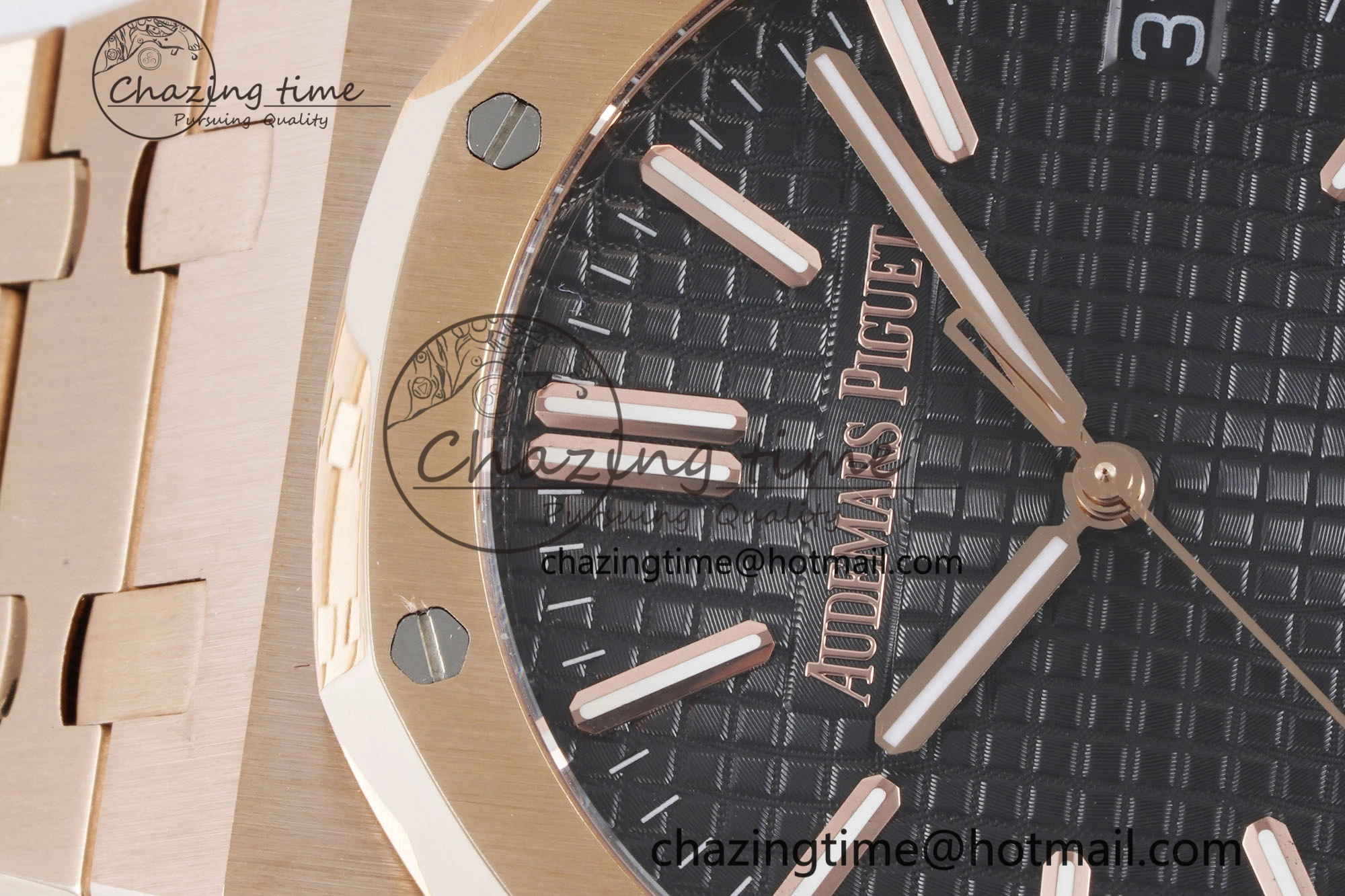 Royal Oak 41mm 15500 RG BF 1:1 Best Edition Black Textured Dial on SS Bracelet A4302