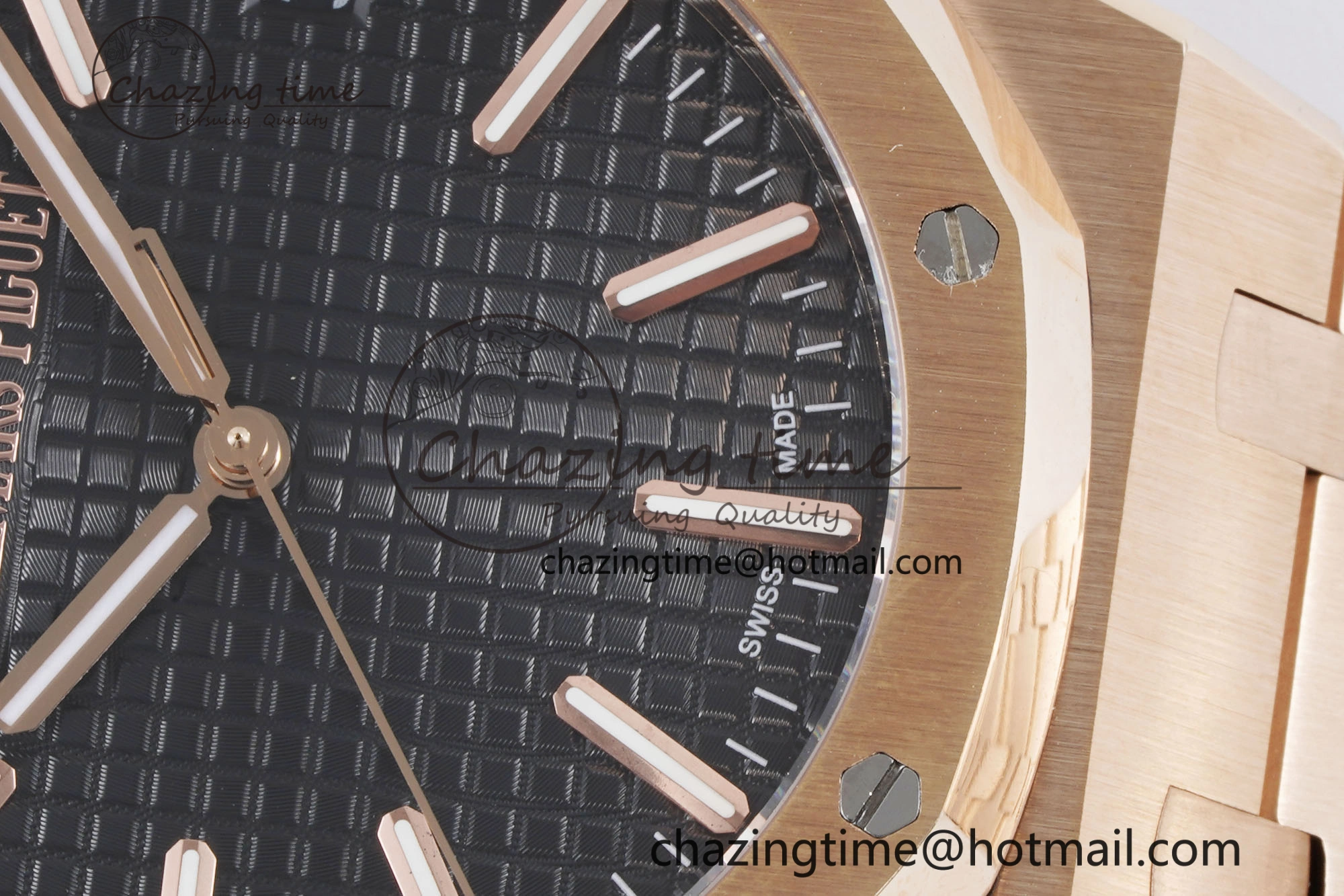 Royal Oak 41mm 15500 RG BF 1:1 Best Edition Black Textured Dial on SS Bracelet A4302