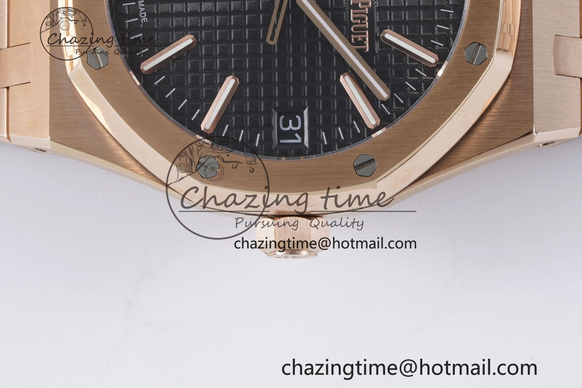 Royal Oak 41mm 15500 RG BF 1:1 Best Edition Black Textured Dial on SS Bracelet A4302