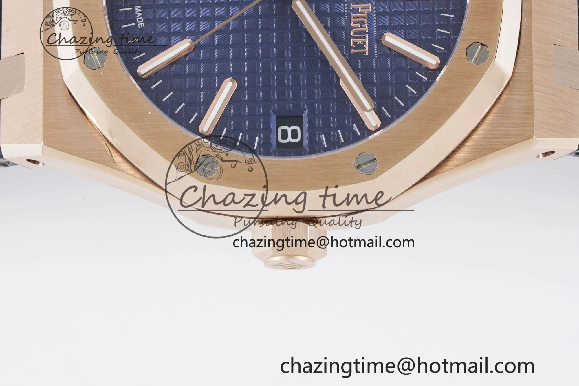 Royal Oak 41mm 15500 RG BF 1:1 Best Edition Blue Textured Dial on Blue Leather Strap A4302