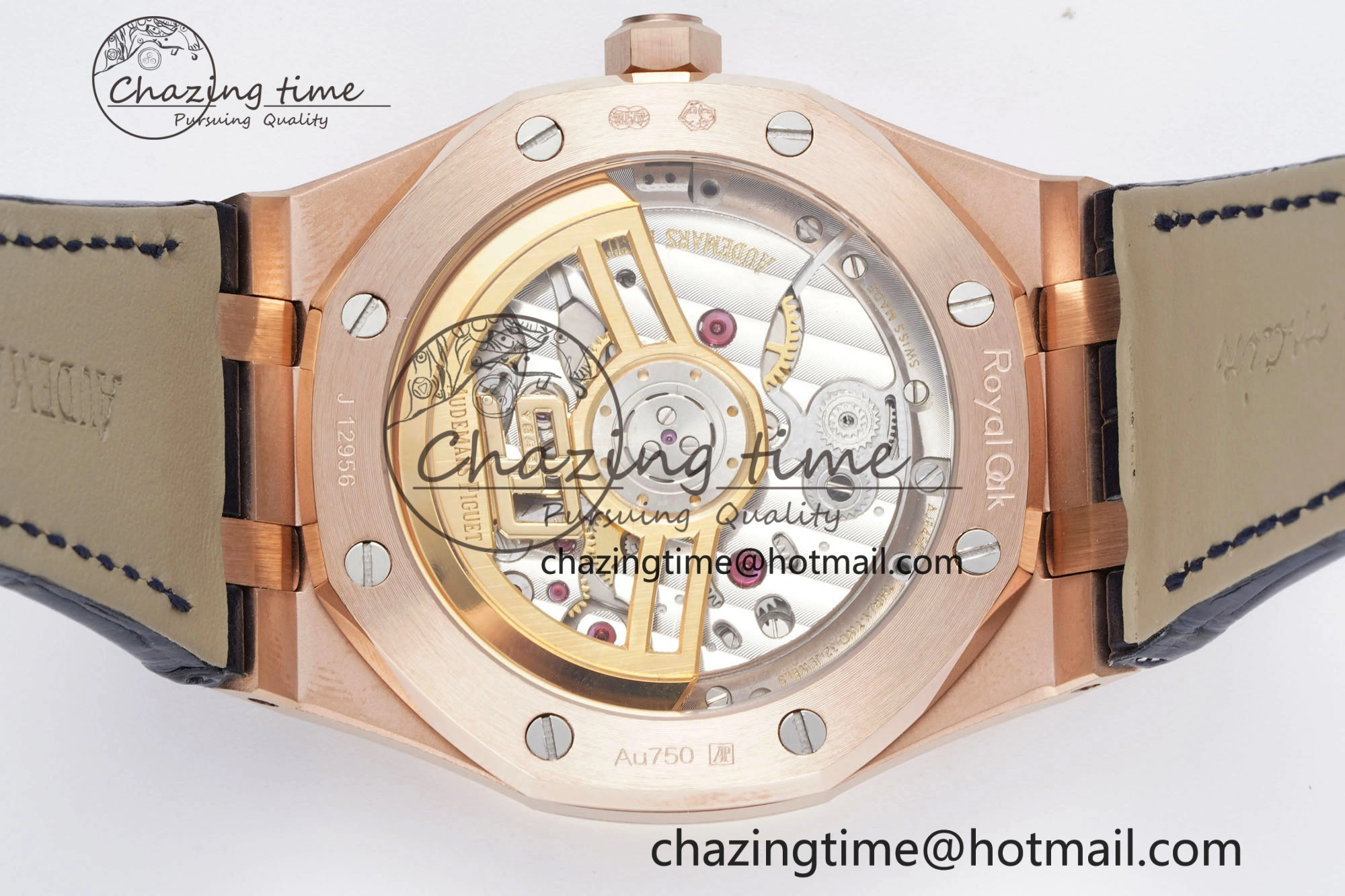 Royal Oak 41mm 15500 RG BF 1:1 Best Edition Blue Textured Dial on Blue Leather Strap A4302