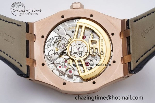 Royal Oak 41mm 15500 RG BF 1:1 Best Edition Blue Textured Dial on Blue Leather Strap A4302