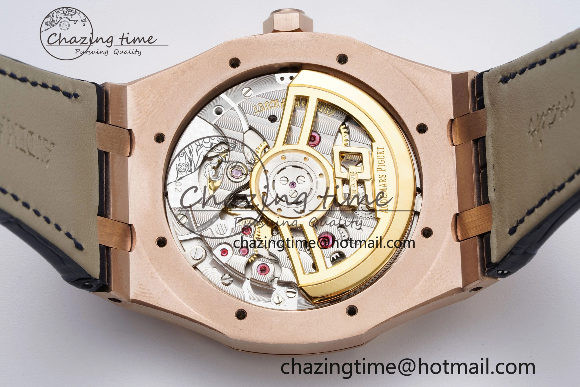 Royal Oak 41mm 15500 RG BF 1:1 Best Edition Blue Textured Dial on Blue Leather Strap A4302