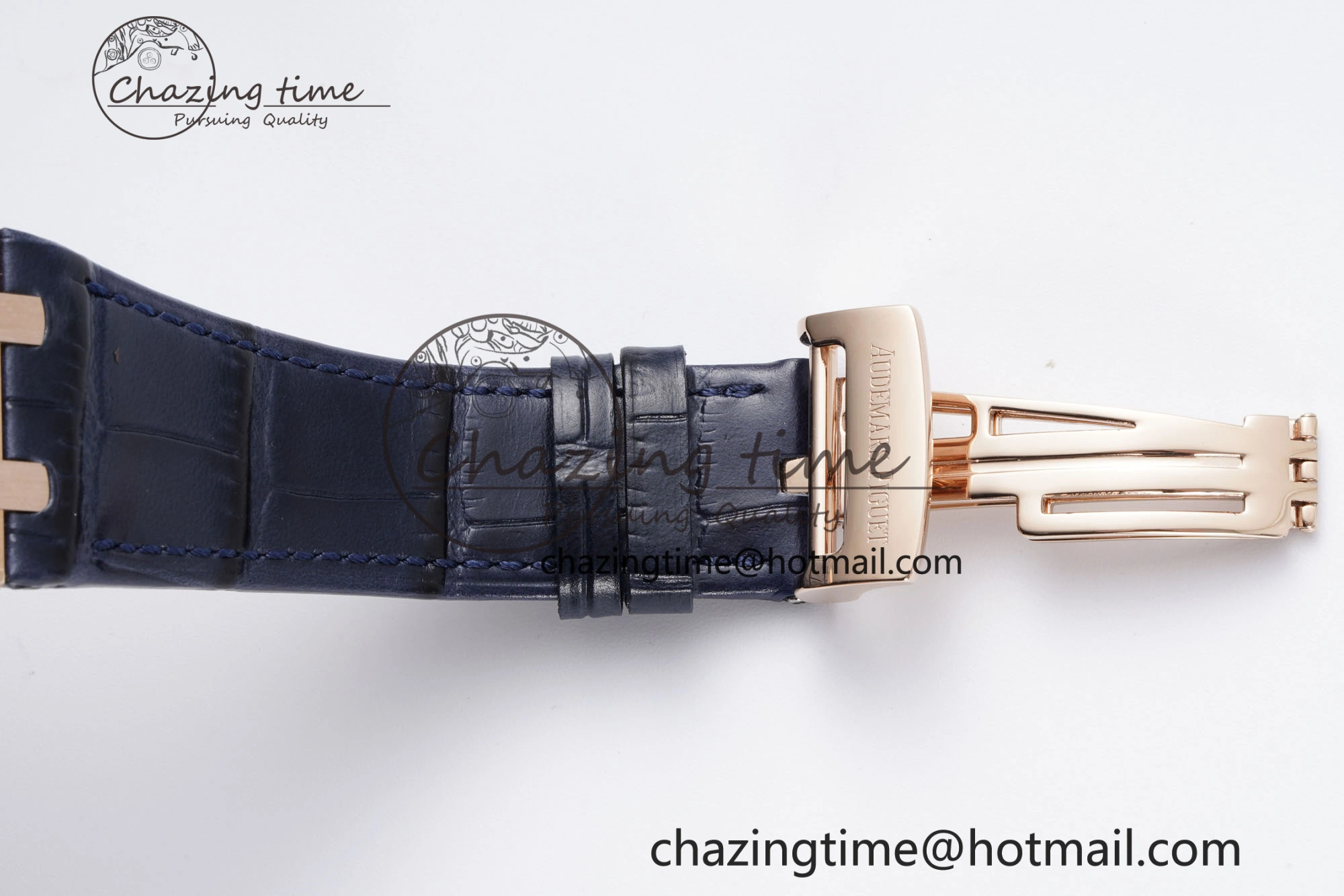 Royal Oak 41mm 15500 RG BF 1:1 Best Edition Blue Textured Dial on Blue Leather Strap A4302