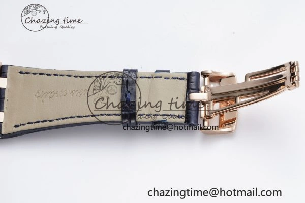 Royal Oak 41mm 15500 RG BF 1:1 Best Edition Blue Textured Dial on Blue Leather Strap A4302