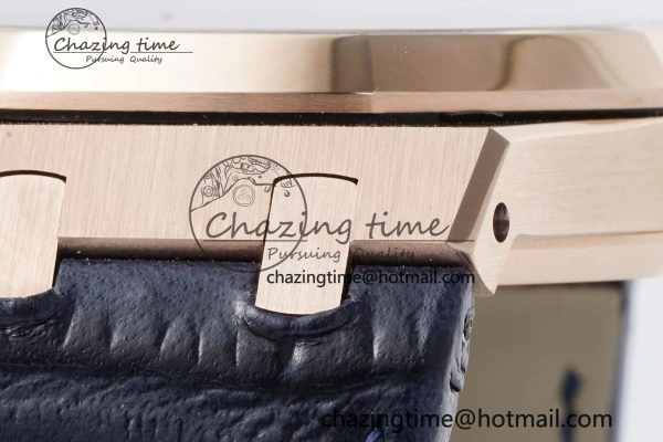 Royal Oak 41mm 15500 RG BF 1:1 Best Edition Blue Textured Dial on Blue Leather Strap A4302