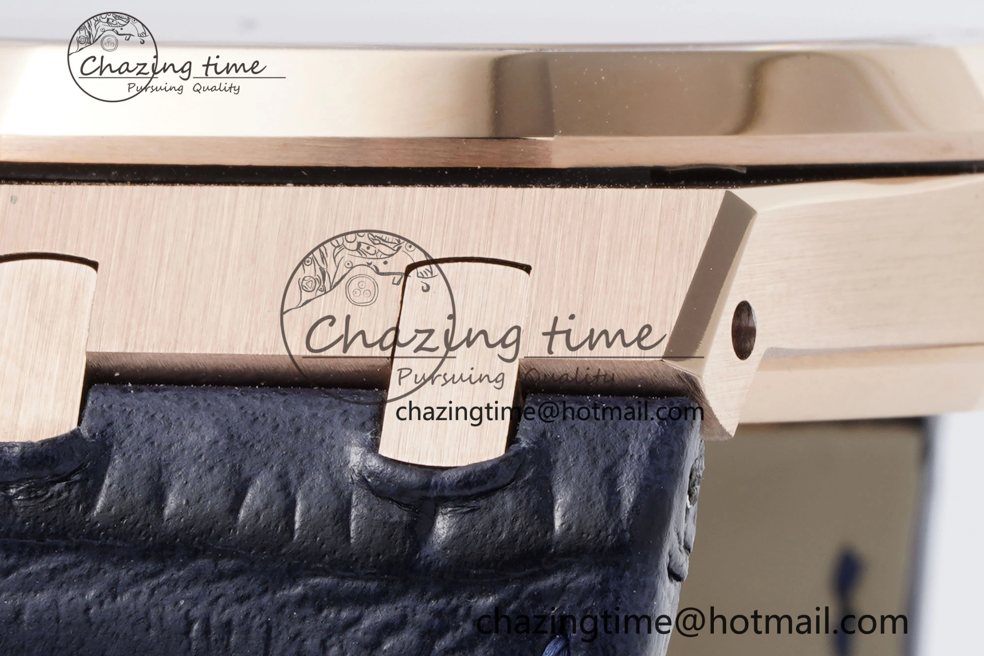 Royal Oak 41mm 15500 RG BF 1:1 Best Edition Blue Textured Dial on Blue Leather Strap A4302