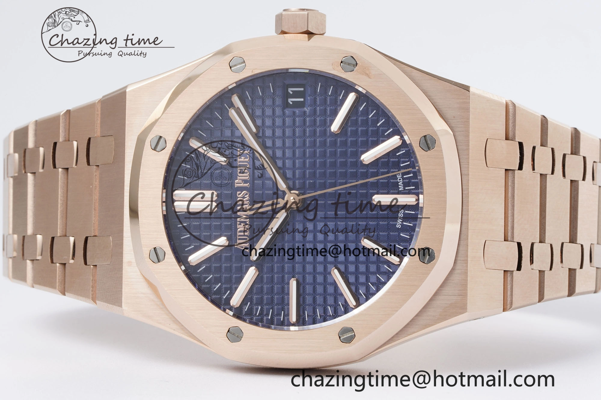 Royal Oak 41mm 15500 RG BF 1:1 Best Edition Blue Textured Dial on SS Bracelet A4302