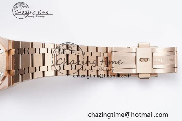 Royal Oak 41mm 15500 RG BF 1:1 Best Edition Blue Textured Dial on SS Bracelet A4302