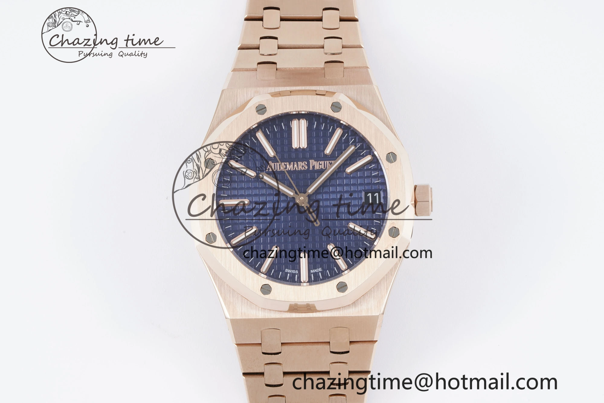 Royal Oak 41mm 15500 RG BF 1:1 Best Edition Blue Textured Dial on SS Bracelet A4302