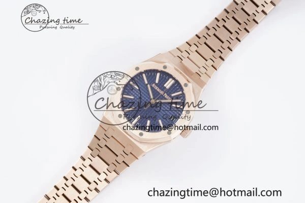 Royal Oak 41mm 15500 RG BF 1:1 Best Edition Blue Textured Dial on SS Bracelet A4302