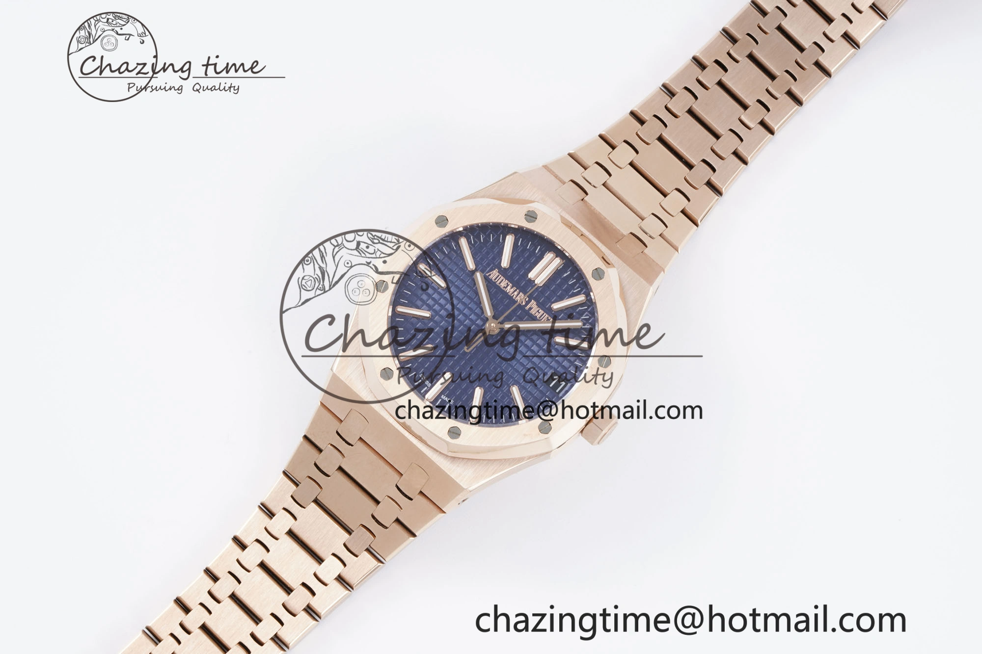 Royal Oak 41mm 15500 RG BF 1:1 Best Edition Blue Textured Dial on SS Bracelet A4302