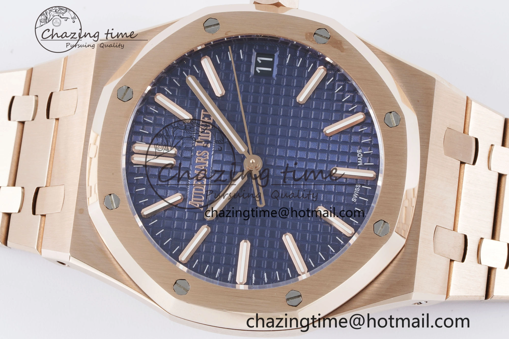 Royal Oak 41mm 15500 RG BF 1:1 Best Edition Blue Textured Dial on SS Bracelet A4302