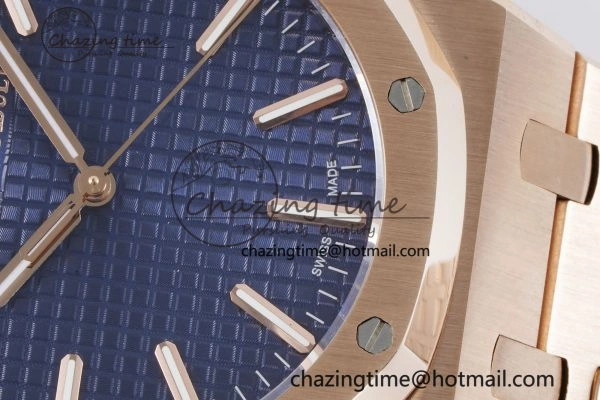 Royal Oak 41mm 15500 RG BF 1:1 Best Edition Blue Textured Dial on SS Bracelet A4302