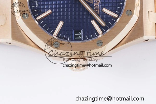 Royal Oak 41mm 15500 RG BF 1:1 Best Edition Blue Textured Dial on SS Bracelet A4302