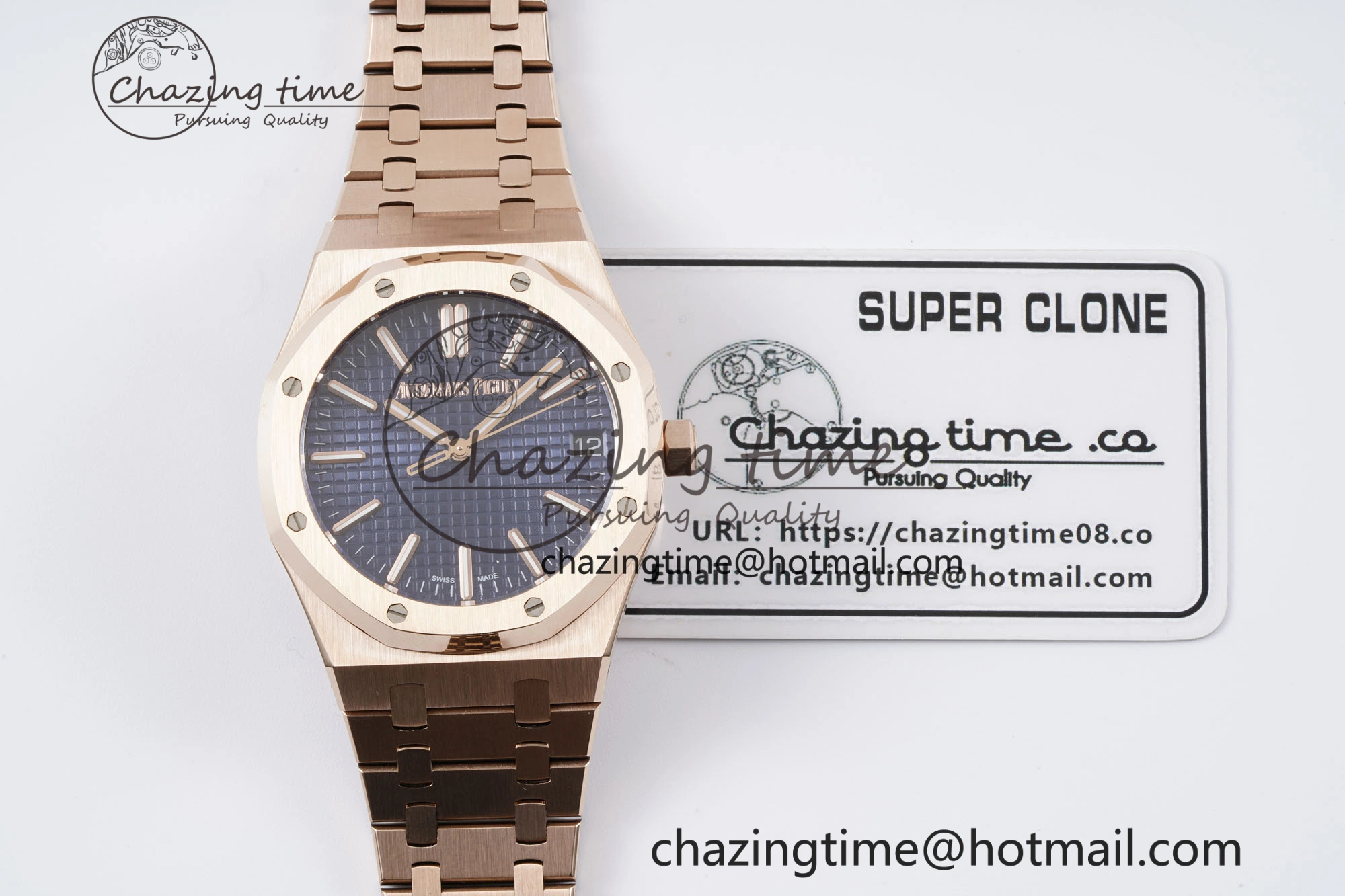 Royal Oak 41mm 15500 RG BF 1:1 Best Edition Blue Textured Dial on SS Bracelet A4302