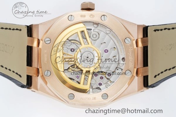 Royal Oak 41mm 15500 RG IPF 1:1 Best Edition Black Textured Dial on Black Leather Strap SA4302 Super Clone