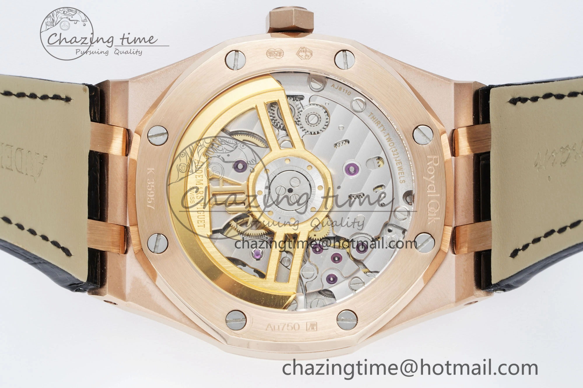 Royal Oak 41mm 15500 RG IPF 1:1 Best Edition Black Textured Dial on Black Leather Strap SA4302 Super Clone
