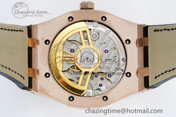 Royal Oak 41mm 15500 RG IPF 1:1 Best Edition Black Textured Dial on Black Leather Strap SA4302 Super Clone