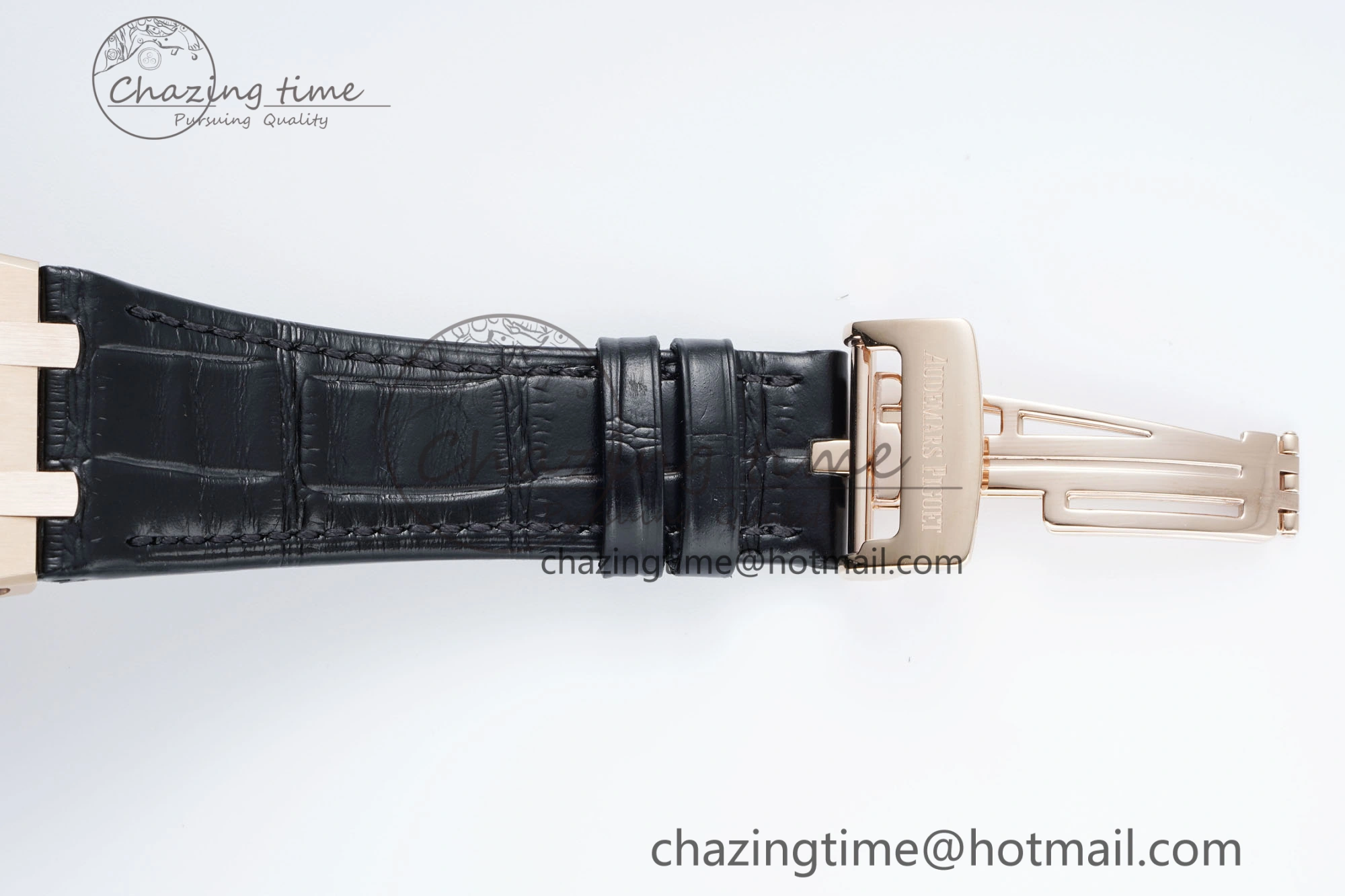 Royal Oak 41mm 15500 RG IPF 1:1 Best Edition Black Textured Dial on Black Leather Strap SA4302 Super Clone
