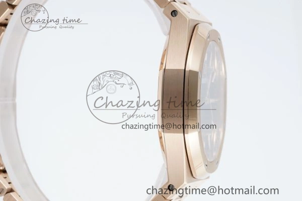 Royal Oak 41mm 15500 RG IPF 1:1 Best Edition Black Textured Dial on RG Bracelet SA4302 Super Clone