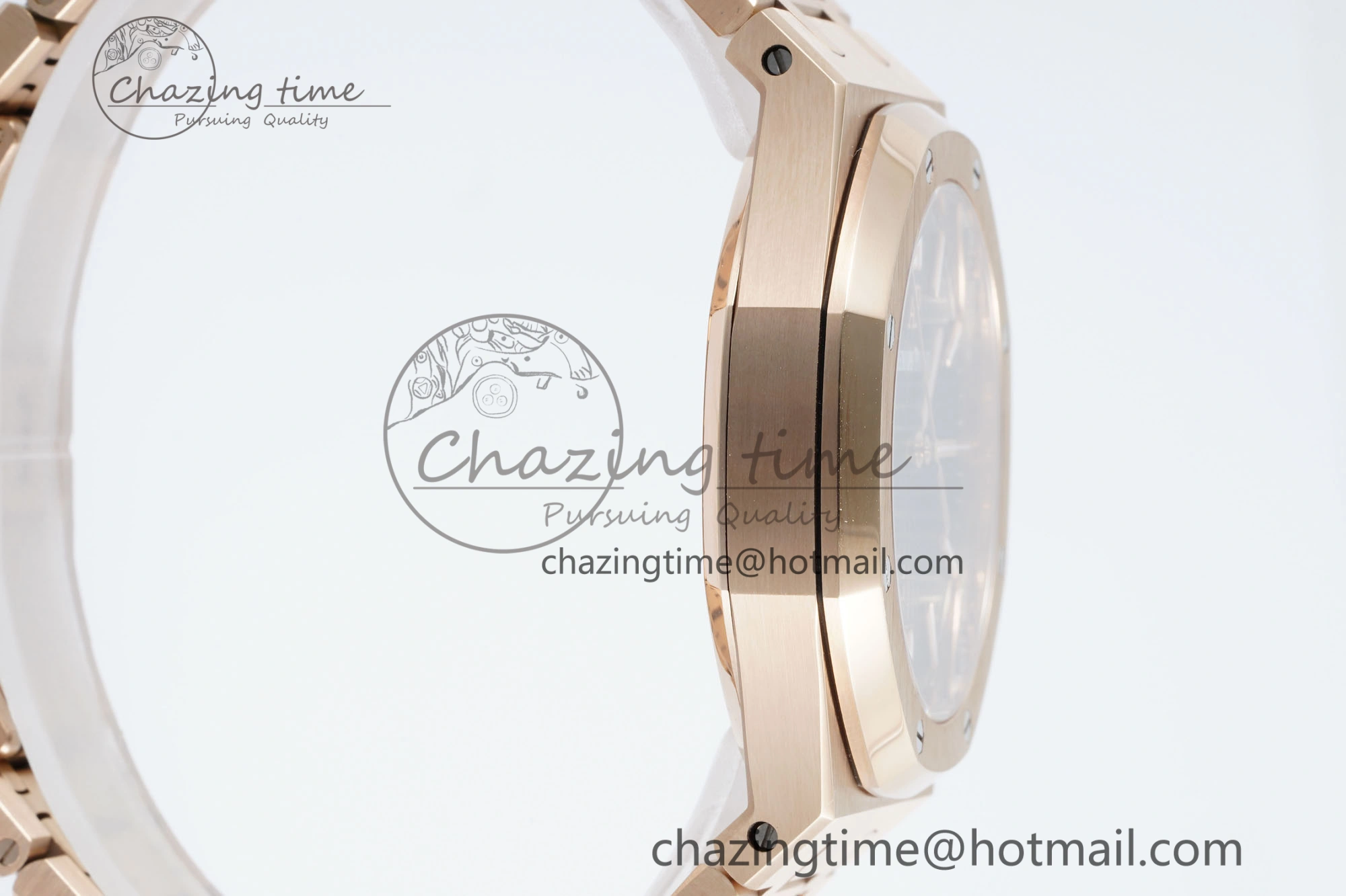 Royal Oak 41mm 15500 RG IPF 1:1 Best Edition Black Textured Dial on RG Bracelet SA4302 Super Clone