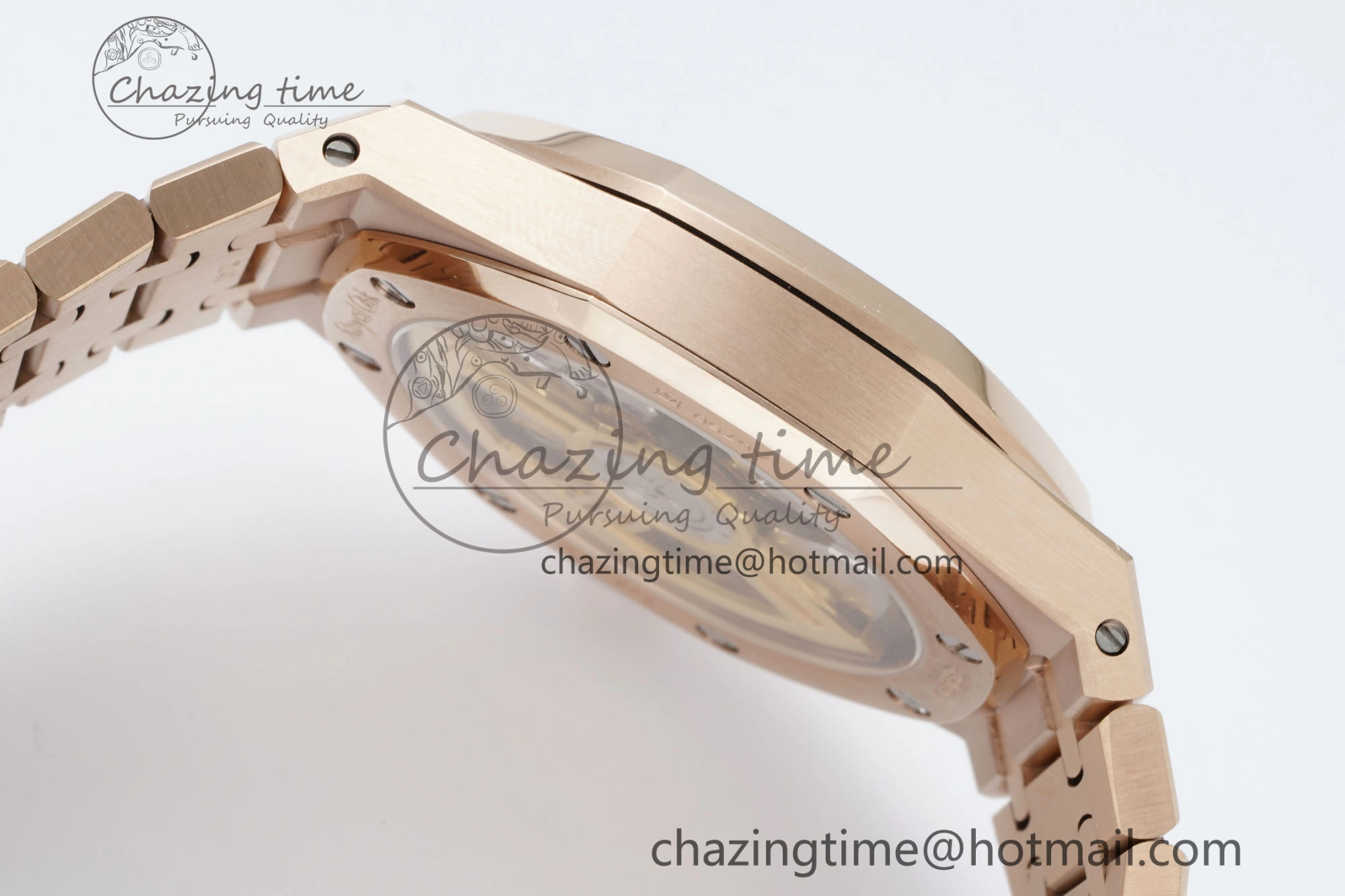Royal Oak 41mm 15500 RG IPF 1:1 Best Edition Black Textured Dial on RG Bracelet SA4302 Super Clone