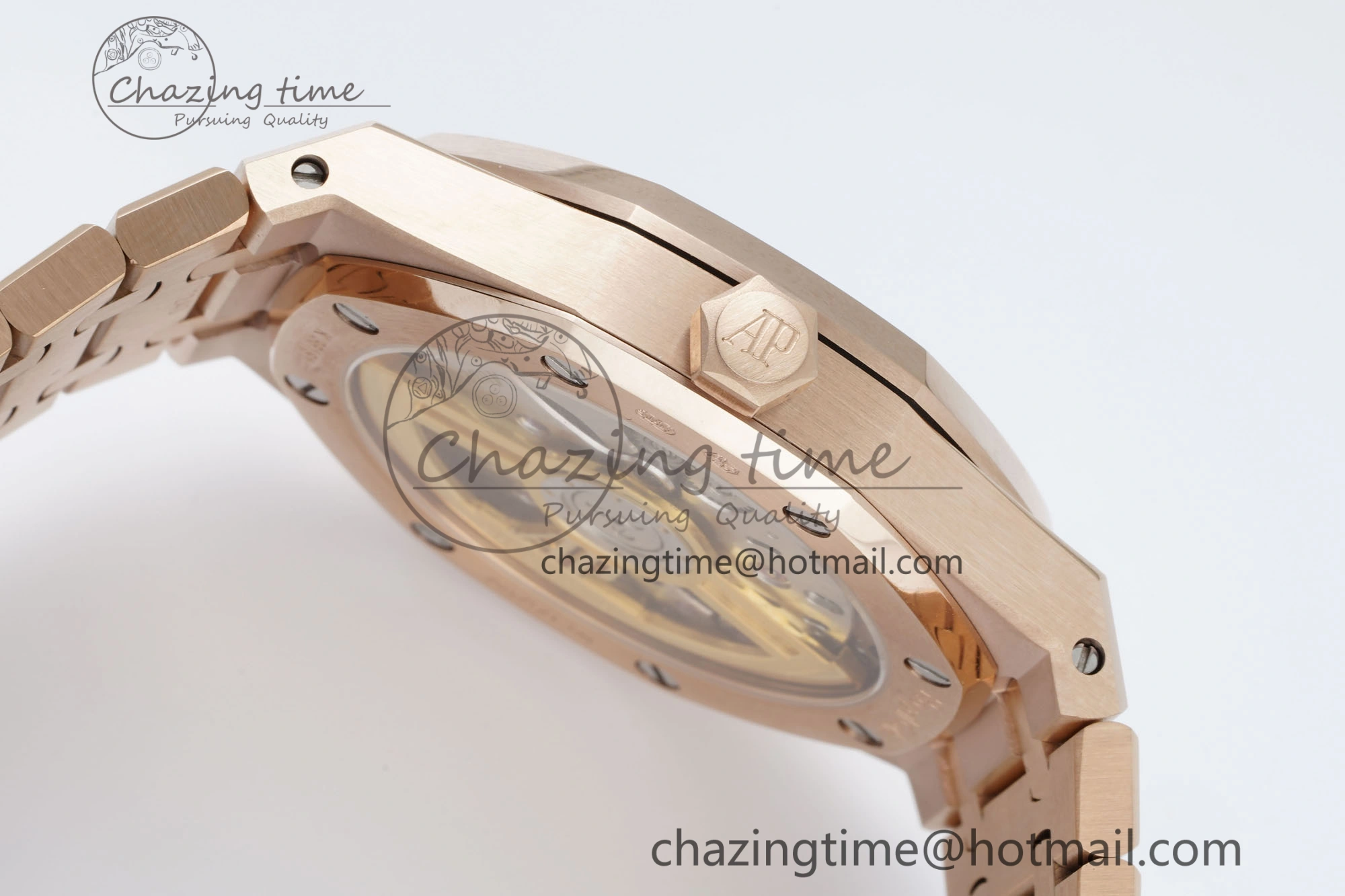 Royal Oak 41mm 15500 RG IPF 1:1 Best Edition Black Textured Dial on RG Bracelet SA4302 Super Clone