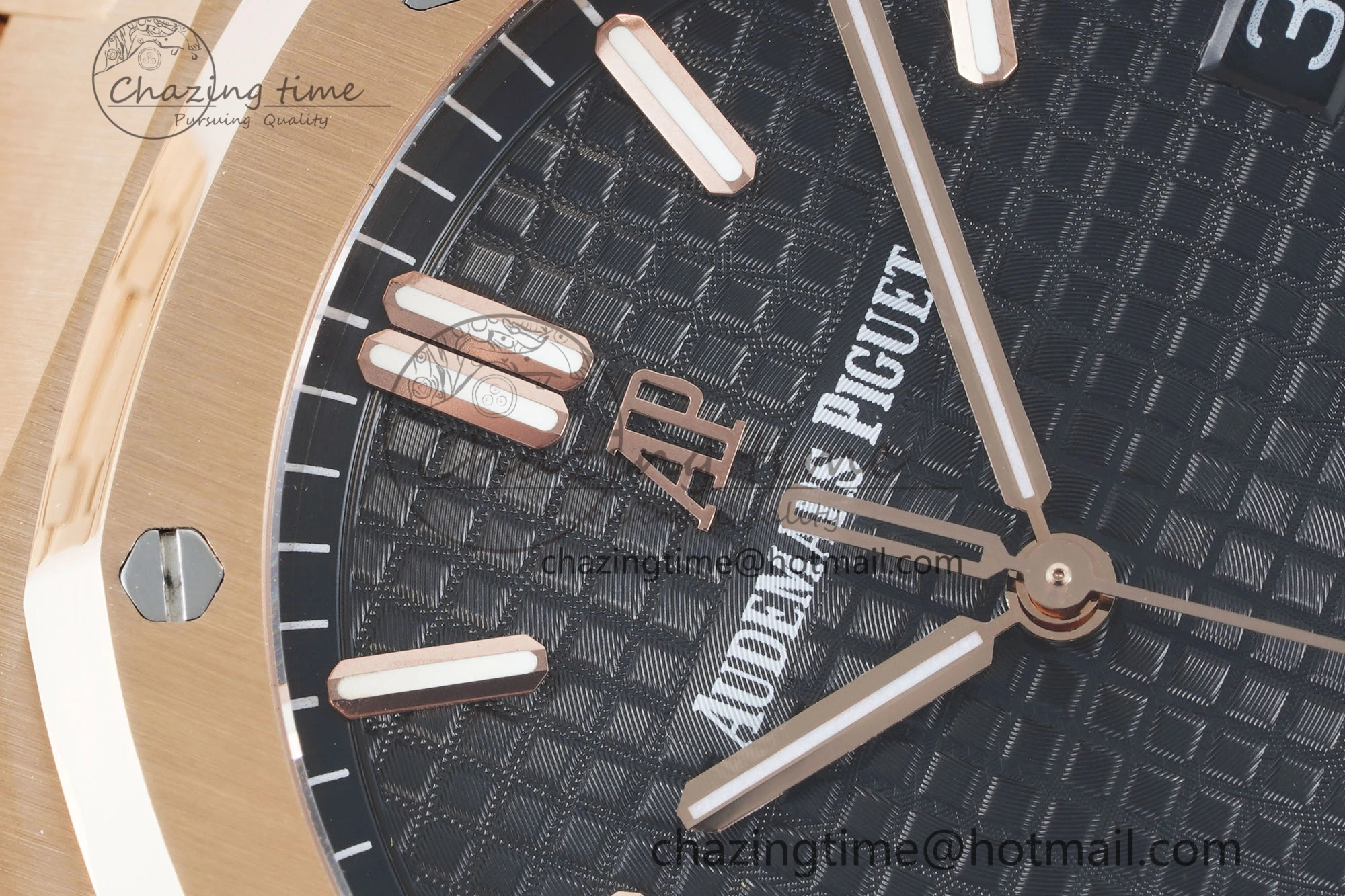 Royal Oak 41mm 15500 RG IPF 1:1 Best Edition Black Textured Dial on RG Bracelet SA4302 Super Clone