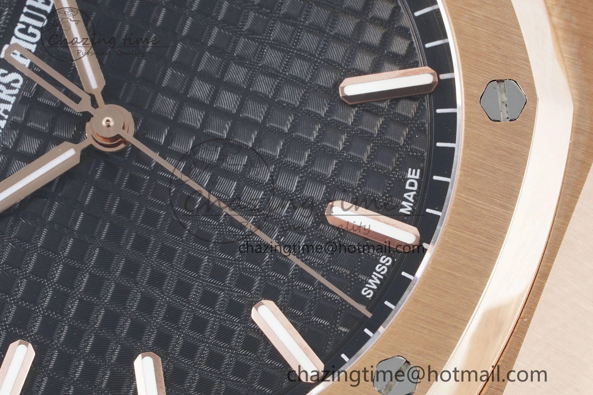 Royal Oak 41mm 15500 RG IPF 1:1 Best Edition Black Textured Dial on RG Bracelet SA4302 Super Clone