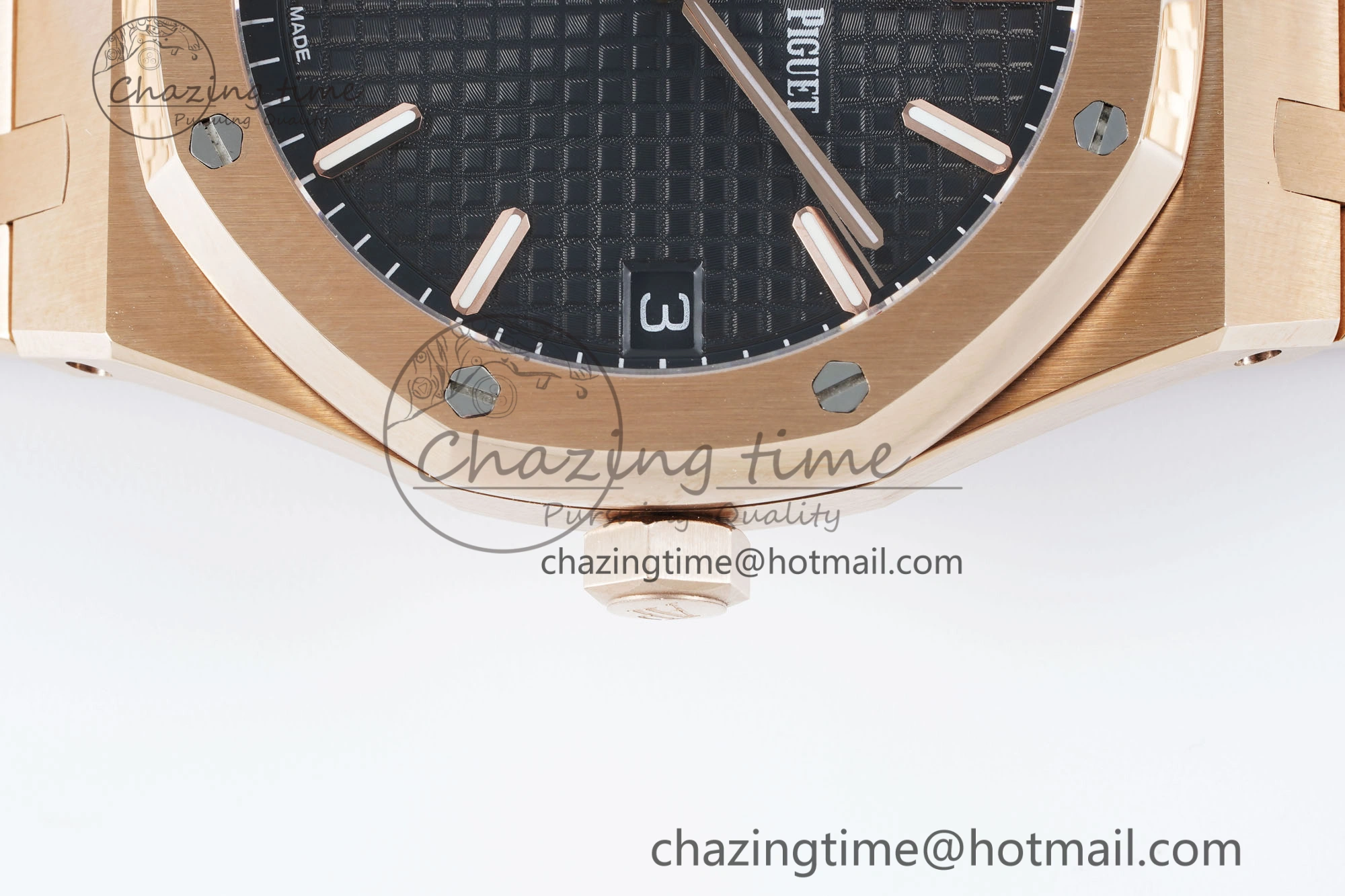 Royal Oak 41mm 15500 RG IPF 1:1 Best Edition Black Textured Dial on RG Bracelet SA4302 Super Clone