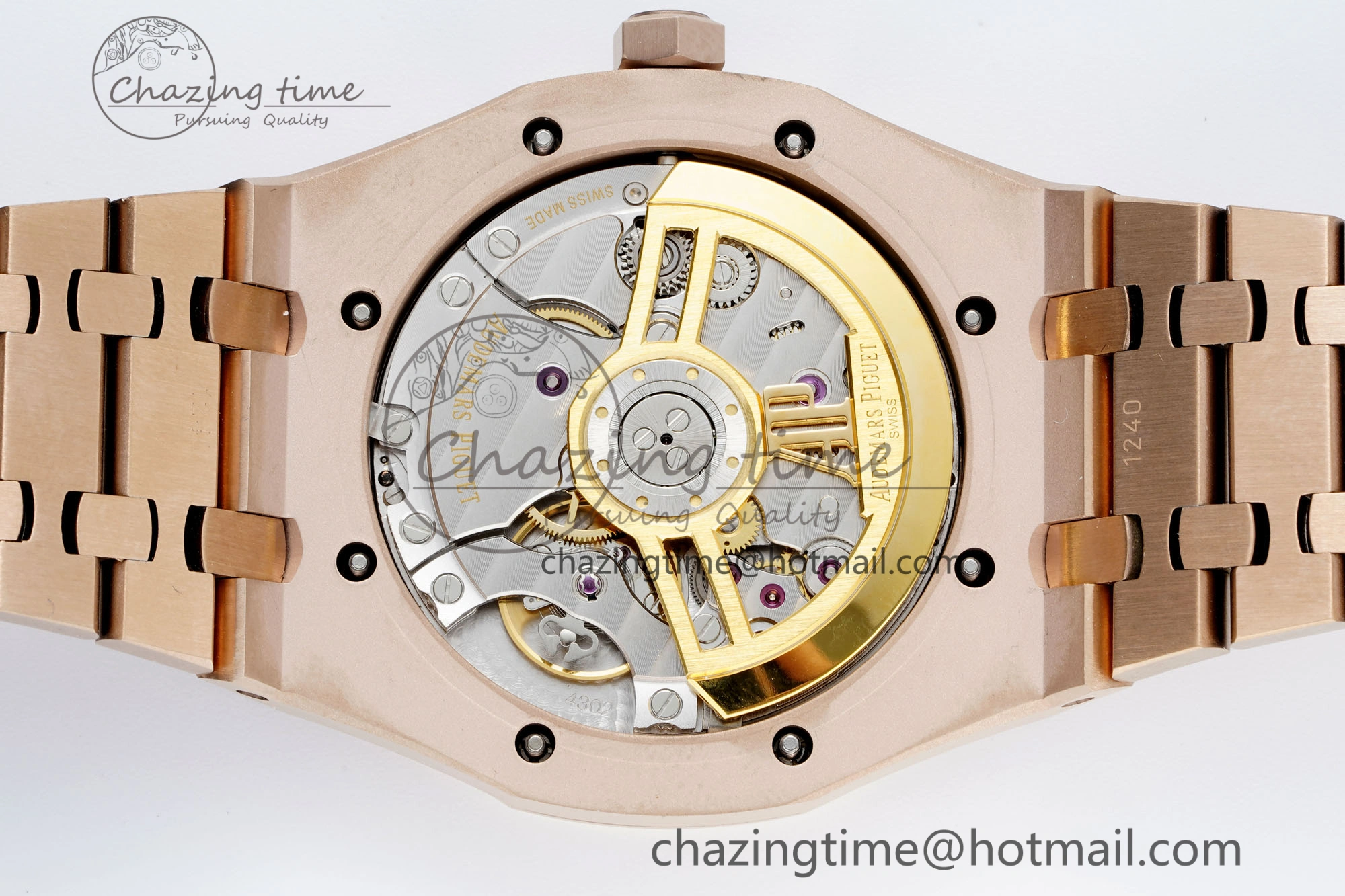 Royal Oak 41mm 15500 RG IPF 1:1 Best Edition Black Textured Dial on RG Bracelet SA4302 Super Clone