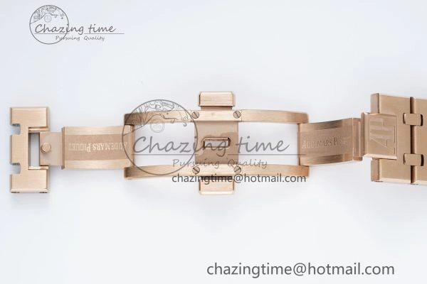 Royal Oak 41mm 15500 RG IPF 1:1 Best Edition Black Textured Dial on RG Bracelet SA4302 Super Clone
