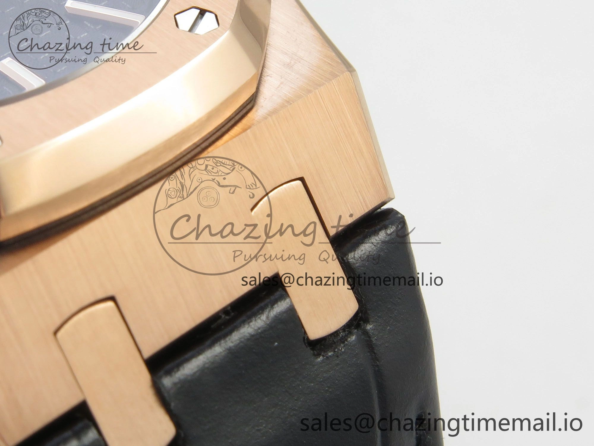 Royal Oak 41mm 15500 RG RSF 1:1 Best Edition Black Dial on Blue leather strap SA4302 Super Clone