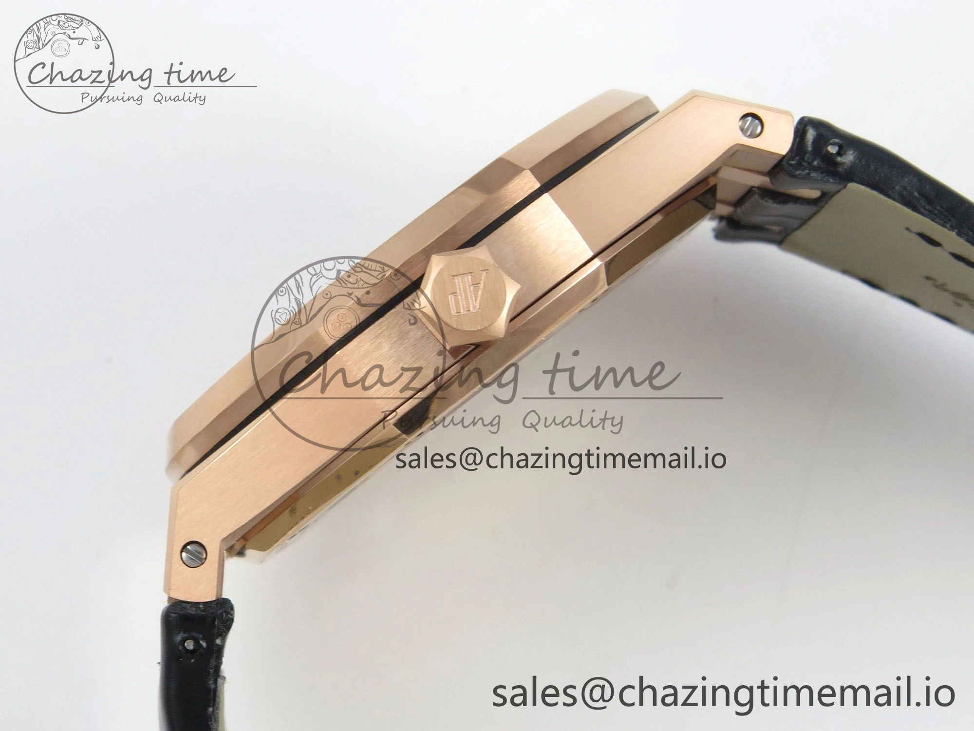 Royal Oak 41mm 15500 RG RSF 1:1 Best Edition Black Dial on Blue leather strap SA4302 Super Clone
