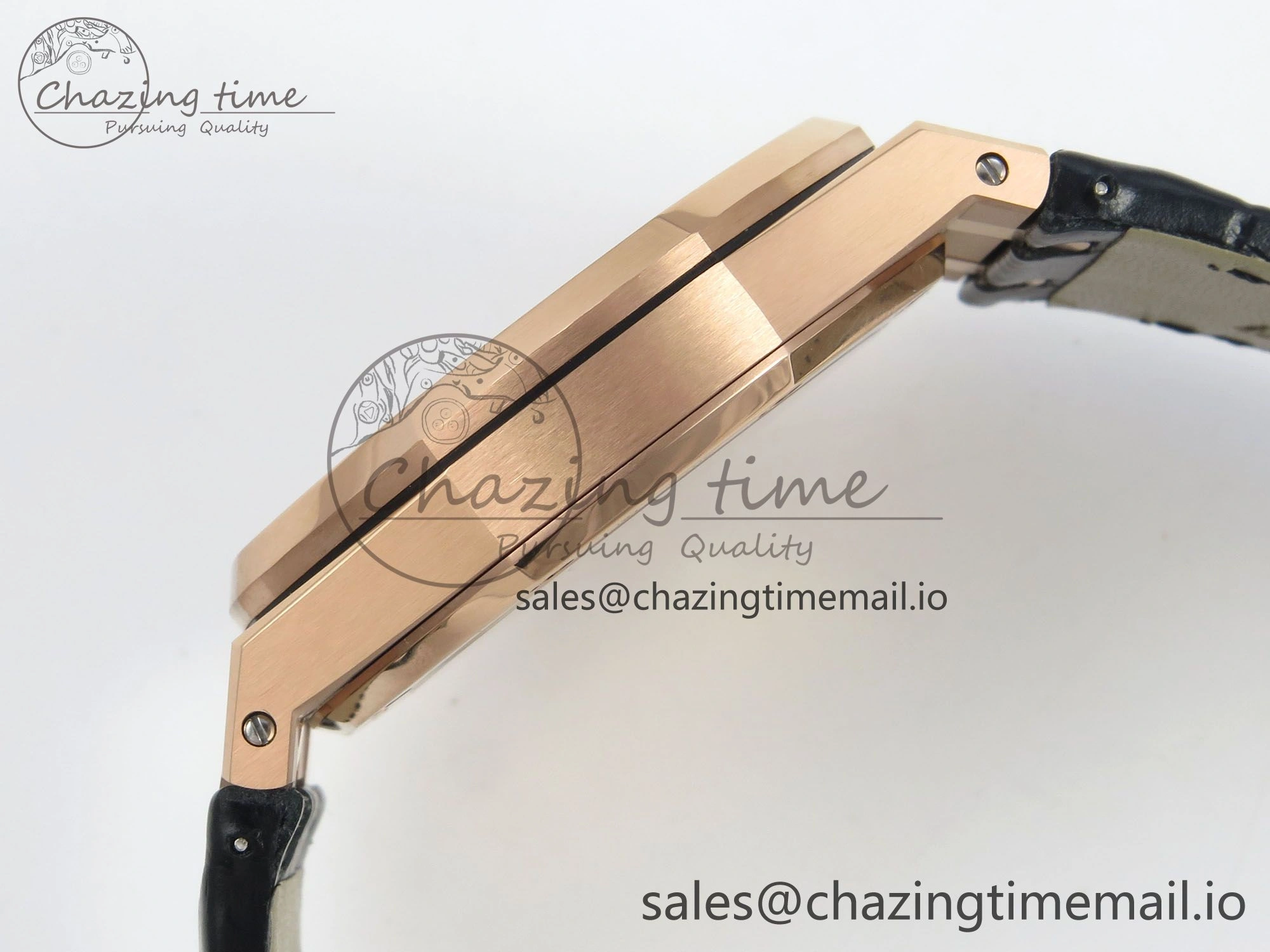 Royal Oak 41mm 15500 RG RSF 1:1 Best Edition Black Dial on Blue leather strap SA4302 Super Clone