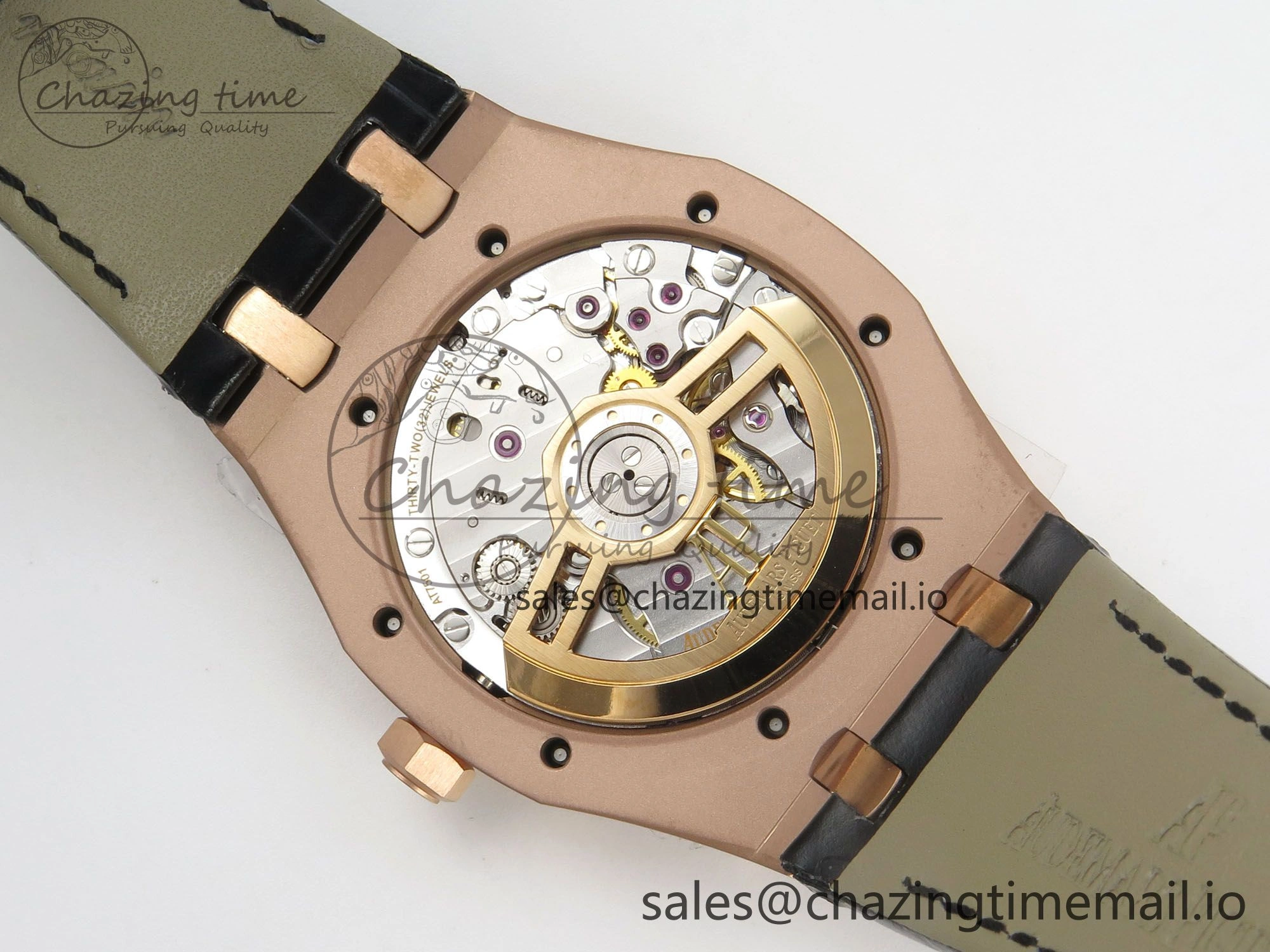 Royal Oak 41mm 15500 RG RSF 1:1 Best Edition Black Dial on Blue leather strap SA4302 Super Clone