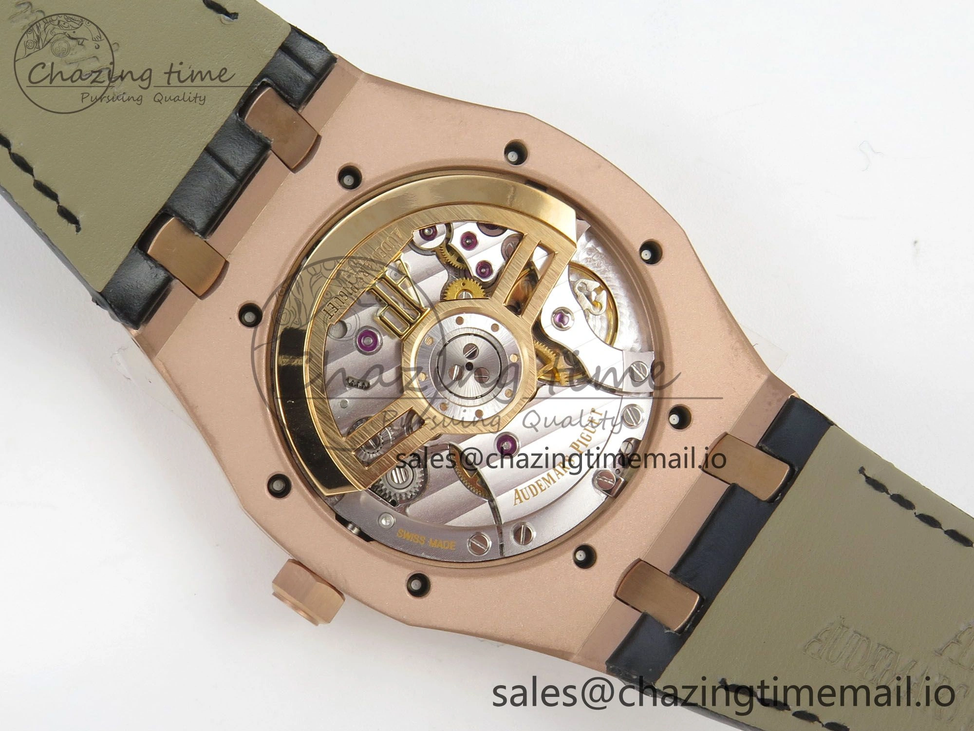 Royal Oak 41mm 15500 RG RSF 1:1 Best Edition Black Dial on Blue leather strap SA4302 Super Clone
