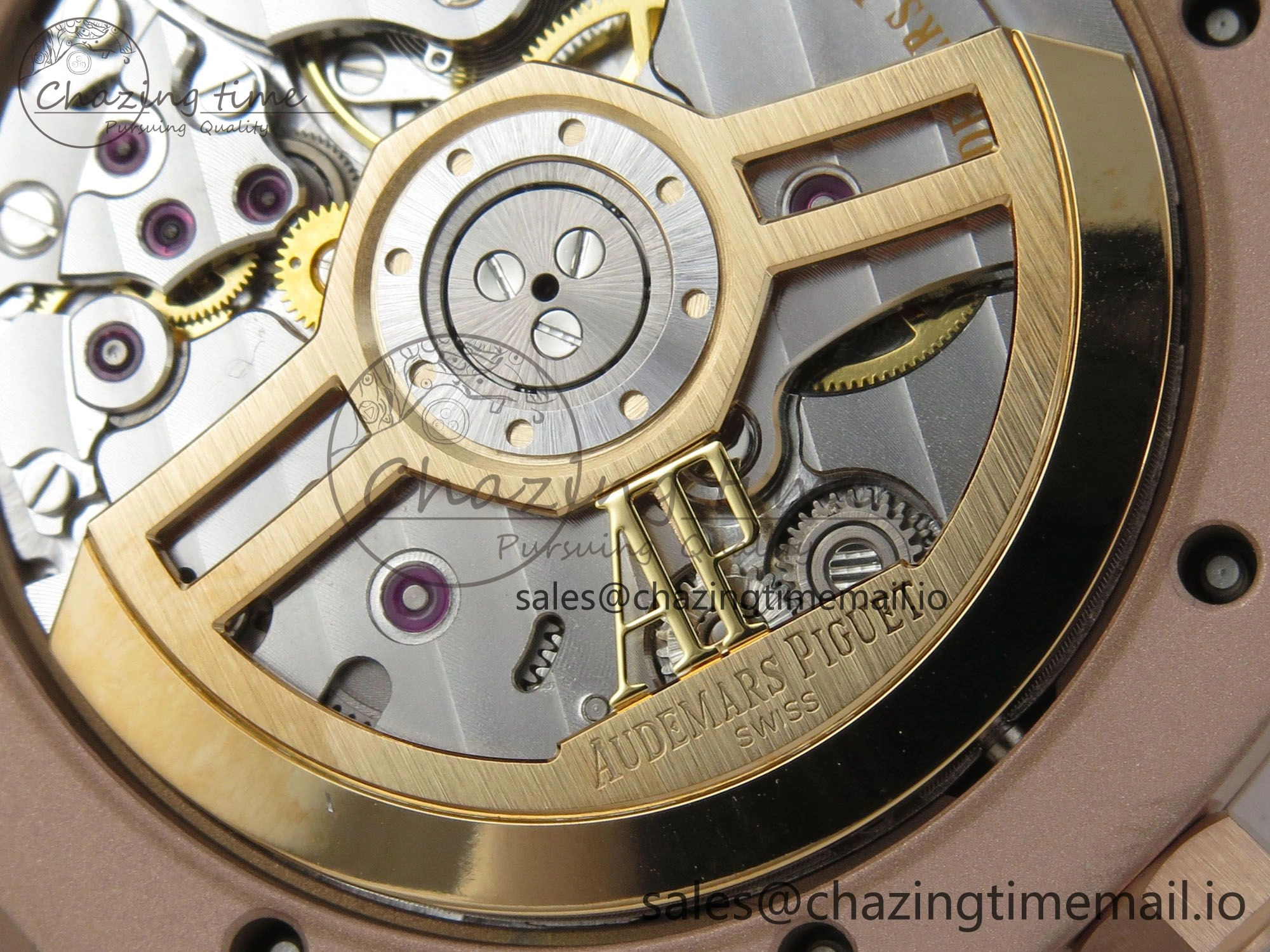 Royal Oak 41mm 15500 RG RSF 1:1 Best Edition Black Dial on Blue leather strap SA4302 Super Clone