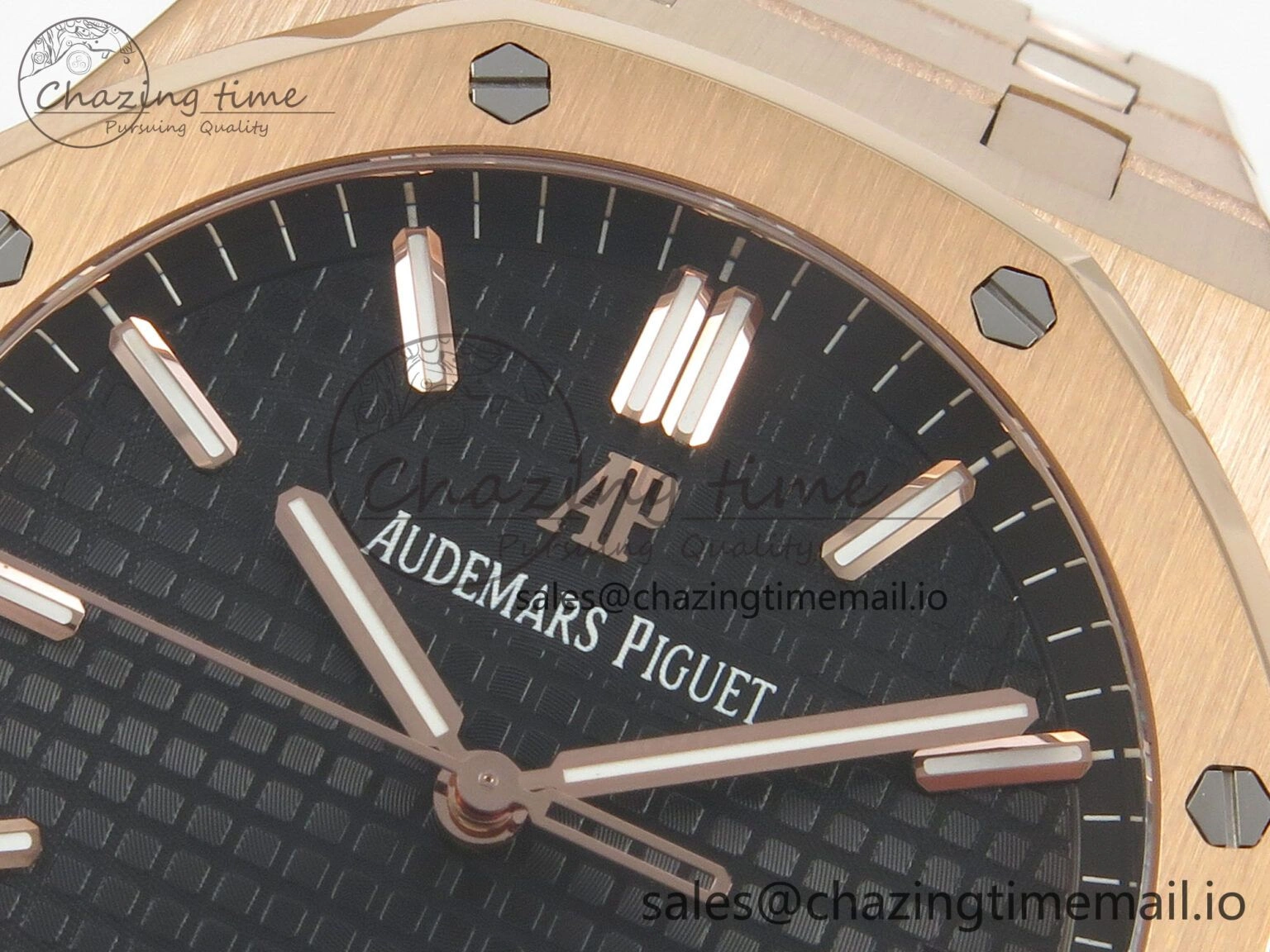 Royal Oak 41mm 15500 RG RSF 1:1 Best Edition Black Dial on RG Bracelet SA4302 Super Clone
