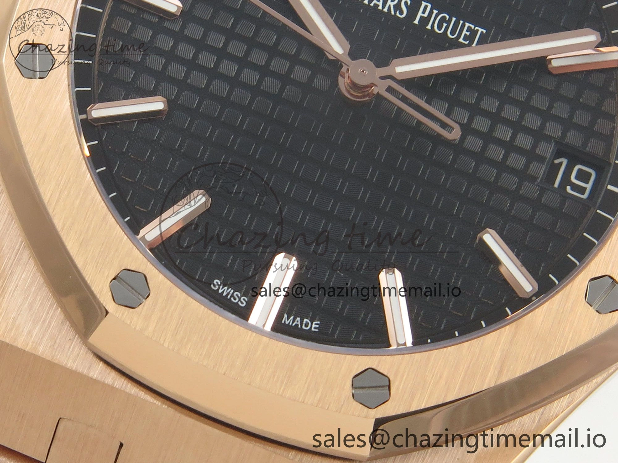 Royal Oak 41mm 15500 RG RSF 1:1 Best Edition Black Dial on RG Bracelet SA4302 Super Clone