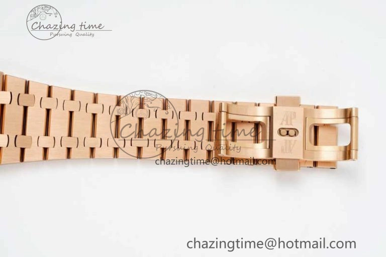 Royal Oak 41mm 15500 RG ZF 1:1 Best Edition Black Textured Dial on RG Bracelet A4302 V2