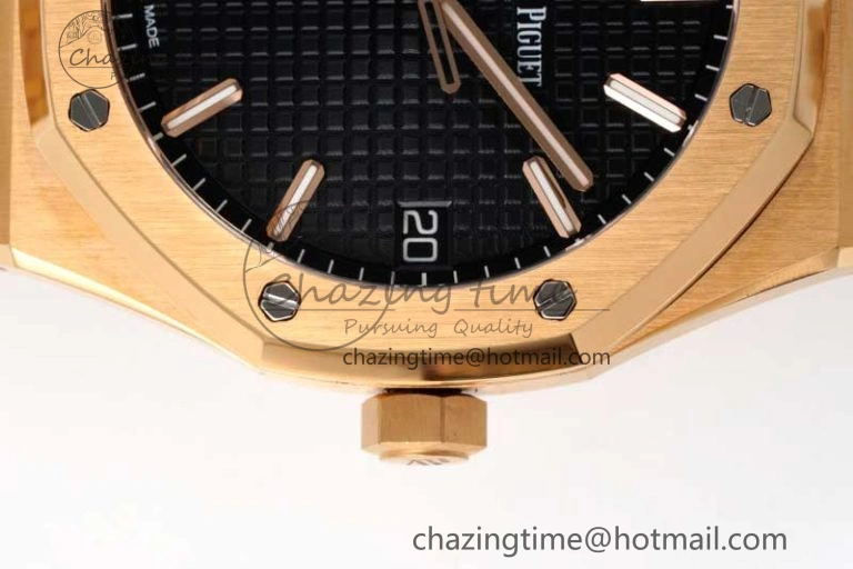 Royal Oak 41mm 15500 RG ZF 1:1 Best Edition Black Textured Dial on RG Bracelet A4302 V2