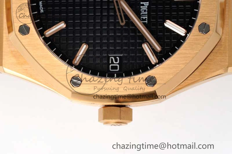 Royal Oak 41mm 15500 RG ZF 1:1 Best Edition Black Textured Dial on RG Bracelet A4302 V2