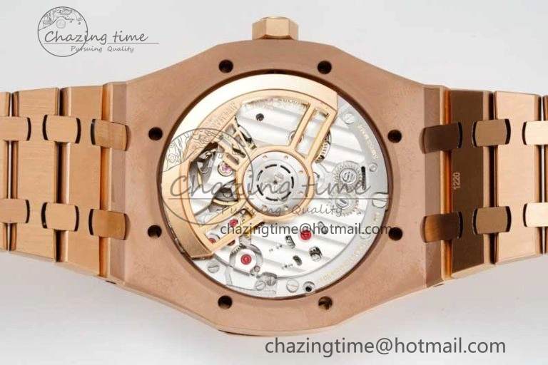 Royal Oak 41mm 15500 RG ZF 1:1 Best Edition Black Textured Dial on RG Bracelet A4302 V2