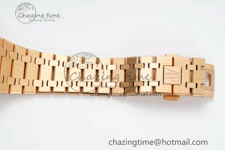 Royal Oak 41mm 15500 RG ZF 1:1 Best Edition Black Textured Dial on RG Bracelet A4302 V2
