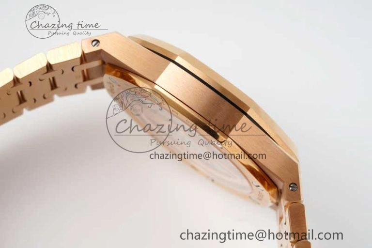 Royal Oak 41mm 15500 RG ZF 1:1 Best Edition White Textured Dial on RG Bracelet A4302 V2