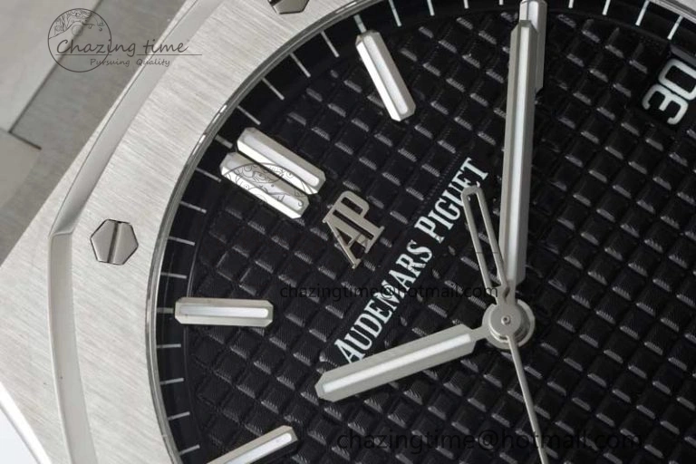 Royal Oak 41mm 15500 SS APSF 1:1 Best Edition Black Textured Dial on SS Bracelet A4302 Super Clone