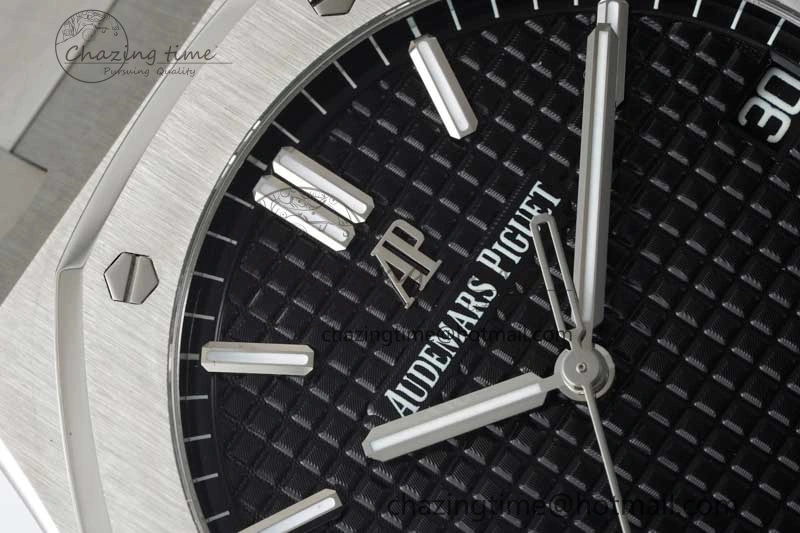 Royal Oak 41mm 15500 SS APSF 1:1 Best Edition Black Textured Dial on SS Bracelet A4302 Super Clone
